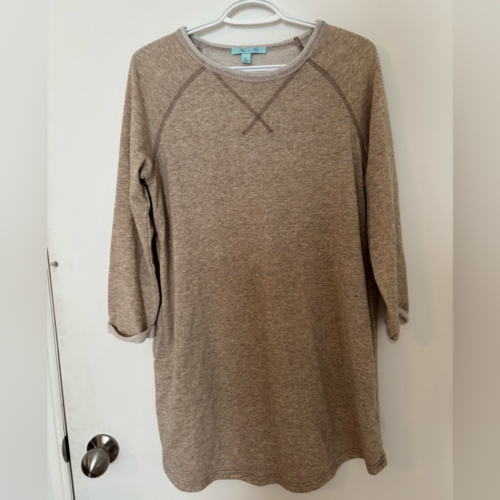 She + Sky Taupe Heather Knit Top - Size Large